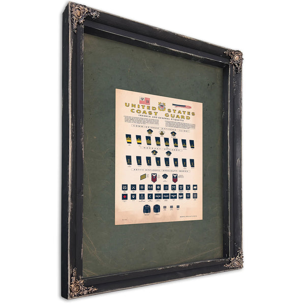 United States Coast Guard Insigna and General Etiquette 1917 — Ebony Framed Canvas Print | Bella Frye