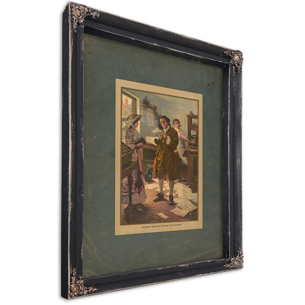 Benjamin Franklin Printer Philadelphia 1914 — Ebony Framed Canvas Print | Bella Frye