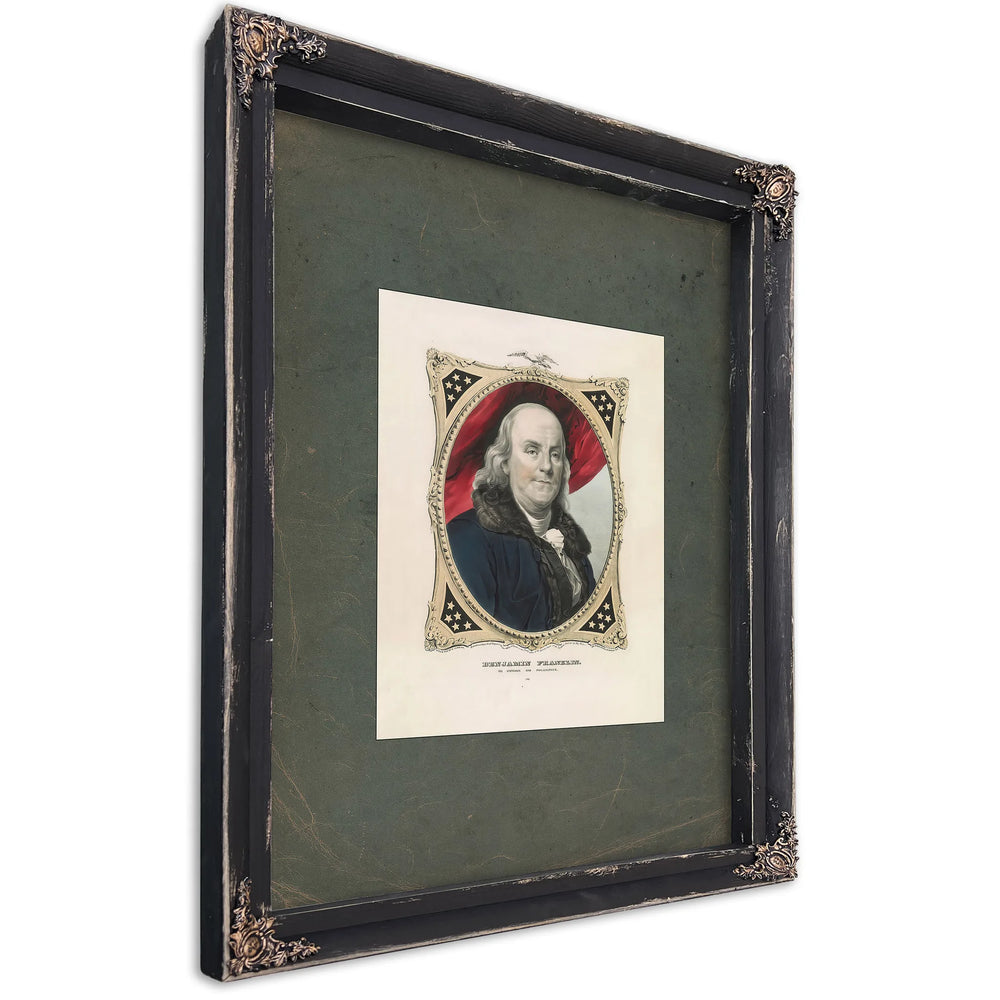 Benjamin Franklin the Statesman and Philosopher 1847 — Ebony Framed Canvas Print | Bella Frye