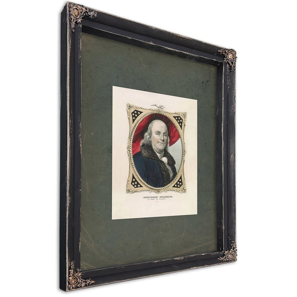 Benjamin Franklin the Statesman and Philosopher 1847 — Ebony Framed Canvas Print | Bella Frye
