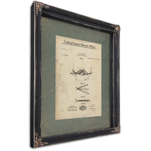 The Gentlemans Vanity Patent for the Perfected Whisker — Ebony Framed Canvas Print | Bella Frye