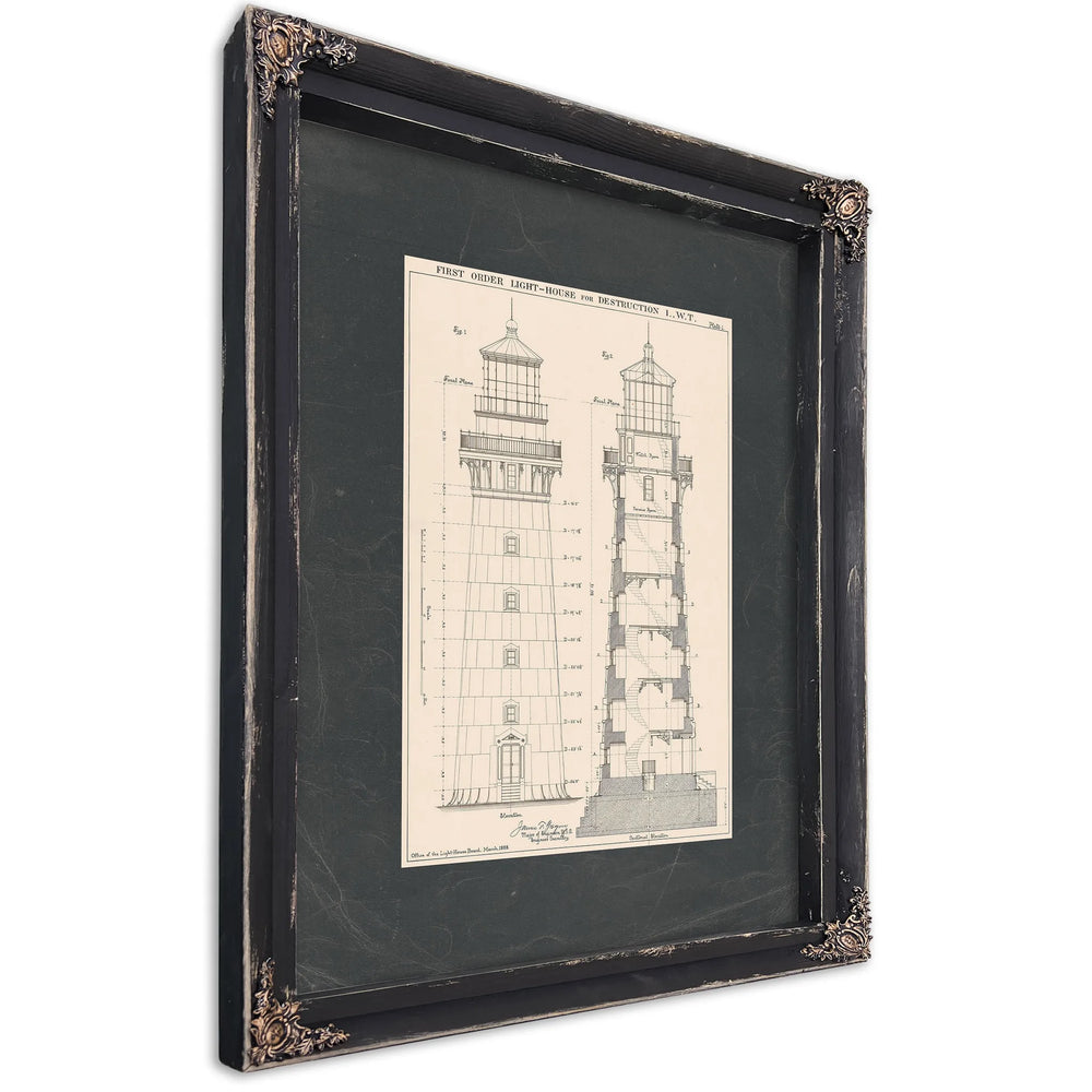 The Destruction Island Beacon Engineering Drawings for a Sentinel of the Shipwreck Coast — Ebony Framed Canvas Print | Bella 