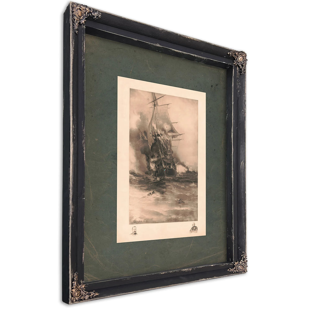 Burning of the Congress 1892 — Ebony Framed Canvas Print | Bella Frye
