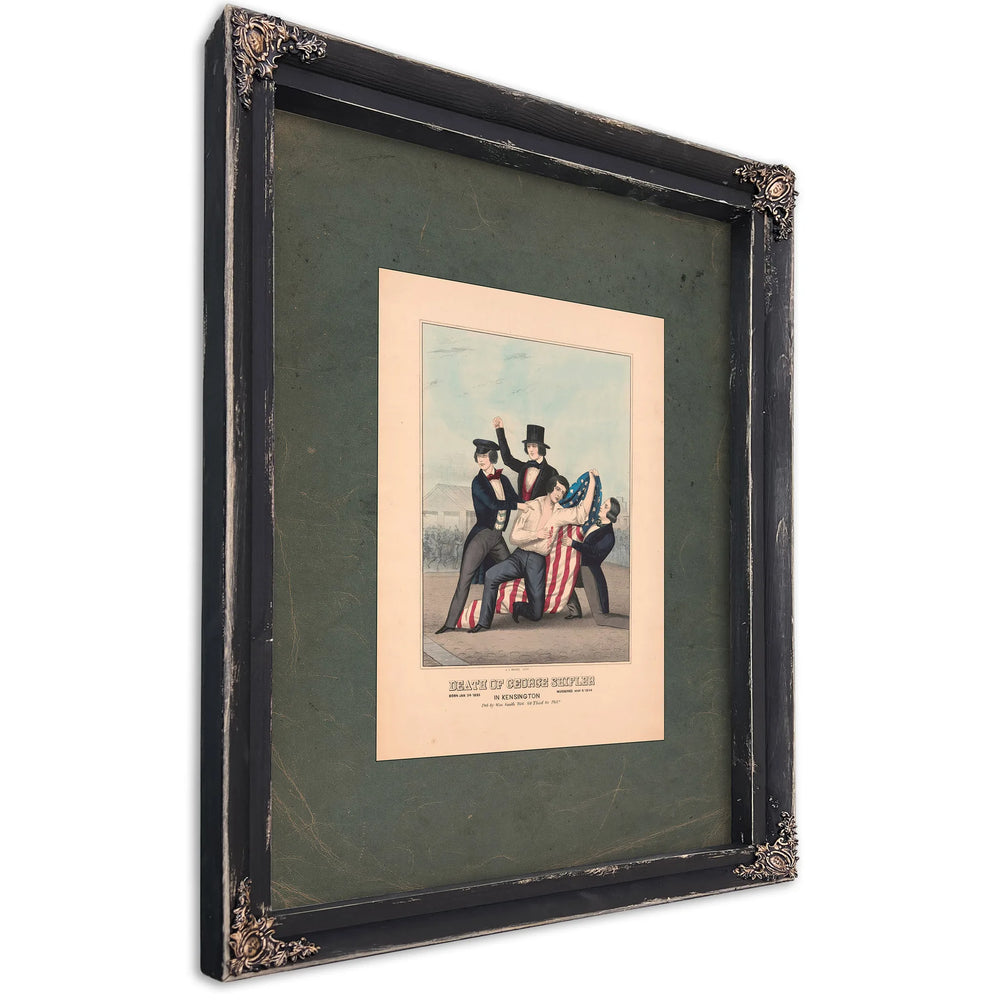 Death of George Shifler Born Jan 24 1825 Murdered May 6 1844 in Kensington 1844 — Ebony Framed Canvas Print | Bella Frye