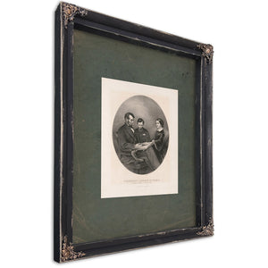 President Lincoln at Home Reading the Scriptures to His Wife and Son 1865 — Ebony Framed Canvas Print | Bella Frye