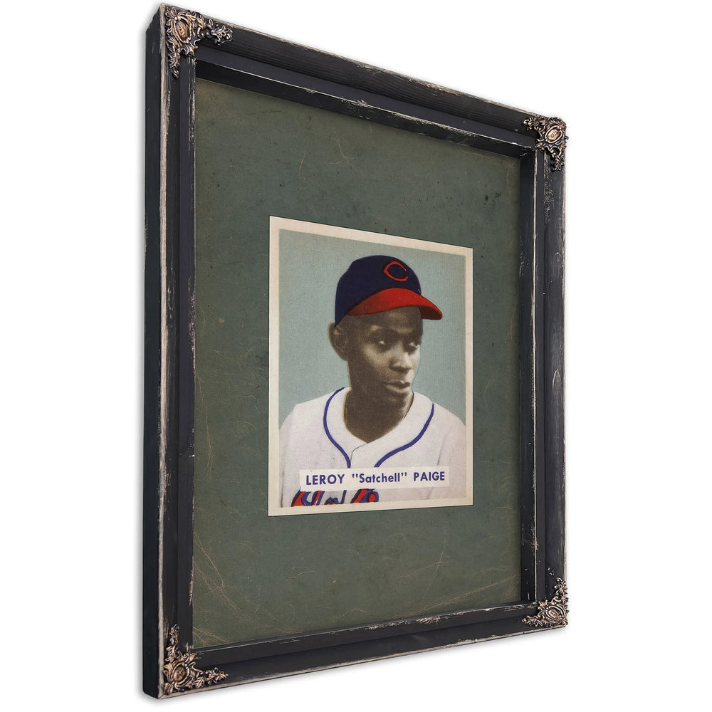 Satchel Paige 1949 Bowman 384ced — Ebony Framed Canvas Print | Bella Frye