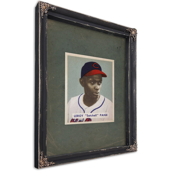 Satchel Paige 1949 Bowman 384ced — Ebony Framed Canvas Print | Bella Frye