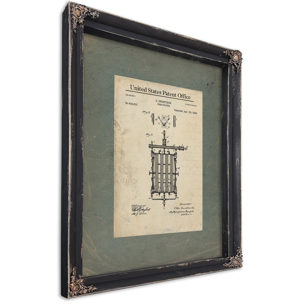 The Zwietusch Beer Filter Patent Industrial Brewing Apparatus Blueprint — Ebony Framed Canvas Print | Bella Frye