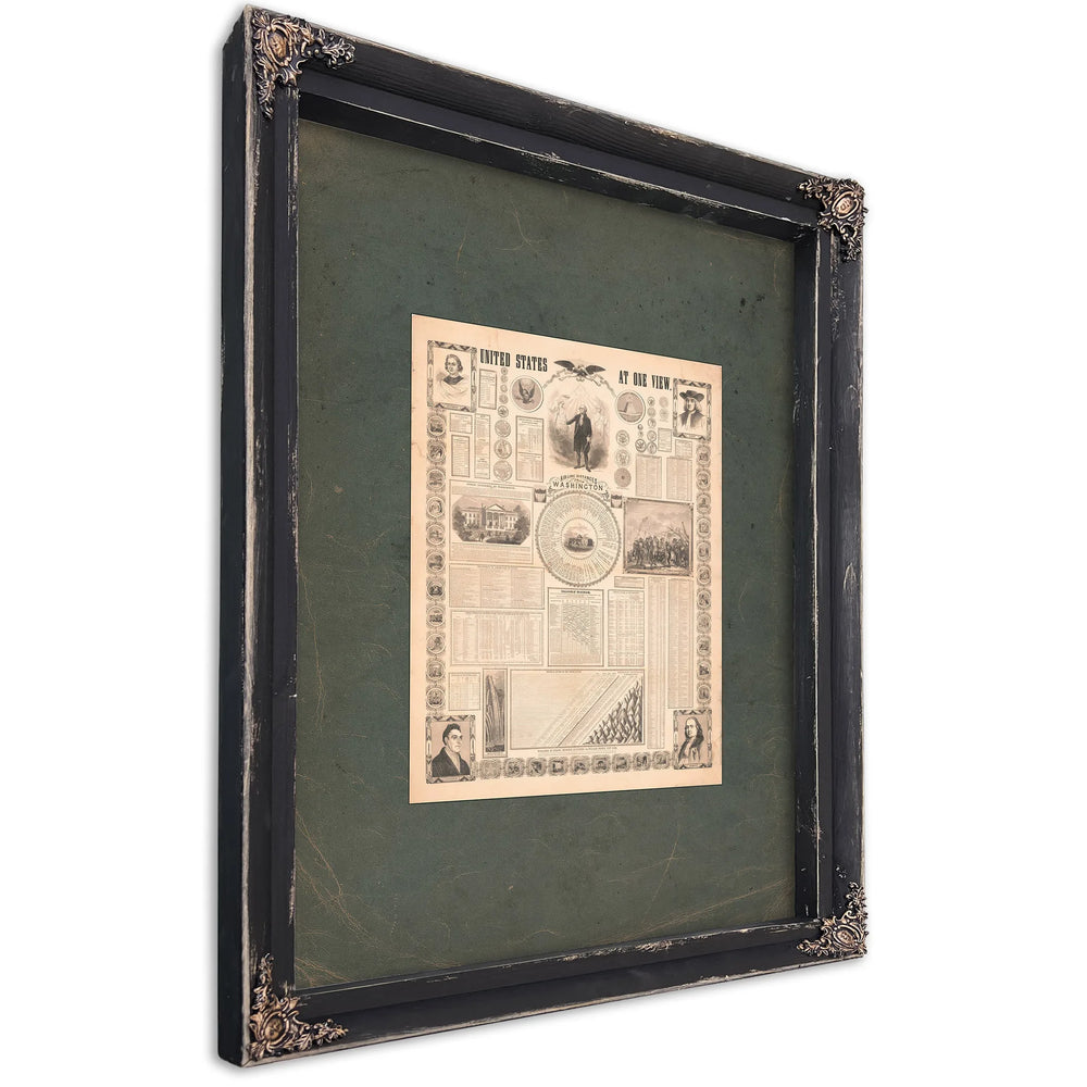 United States at One View 1854 — Ebony Framed Canvas Print | Bella Frye