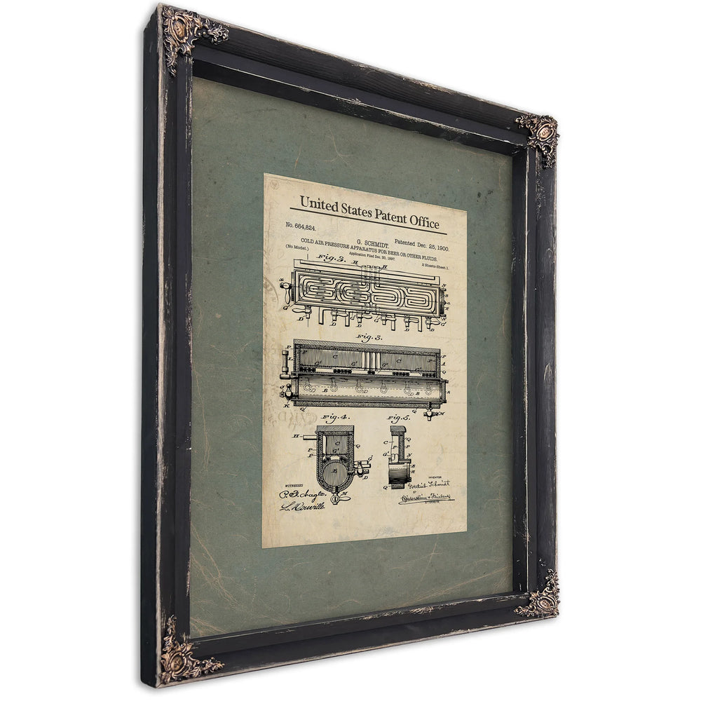 The Publicans Secret Schmidts Cold Pressure Apparatus Patent — Ebony Framed Canvas Print | Bella Frye