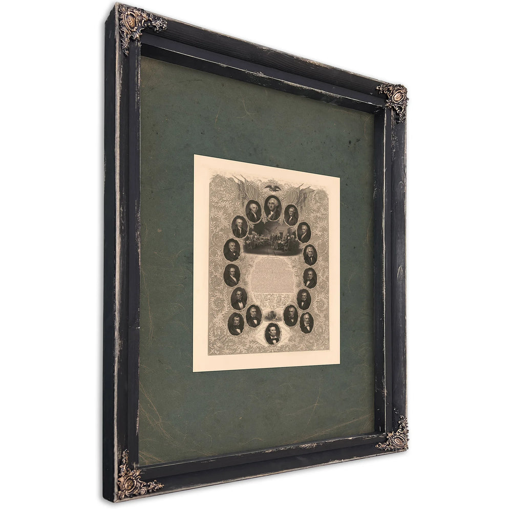 The Declaration of Independence and Portraits of the Presidents 1861 1865 — Ebony Framed Canvas Print | Bella Frye