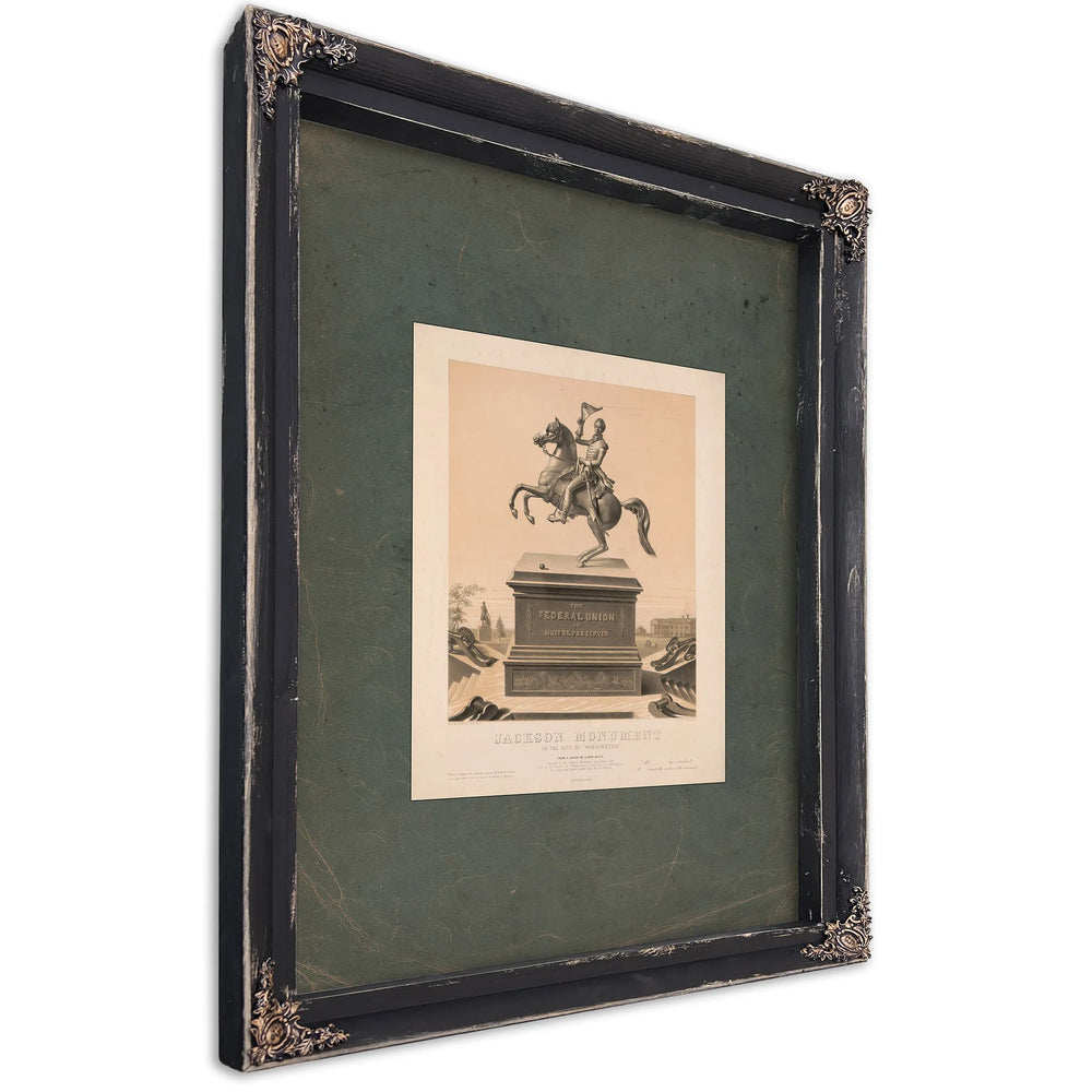 Jackson Monument in the City of Washington 1848 — Ebony Framed Canvas Print | Bella Frye