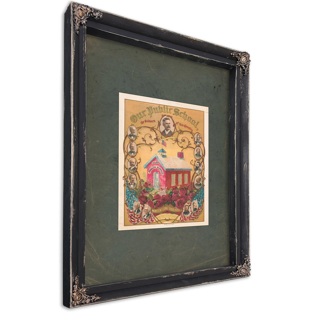 Our Public School the Bullwark of This Country 1895 — Ebony Framed Canvas Print | Bella Frye