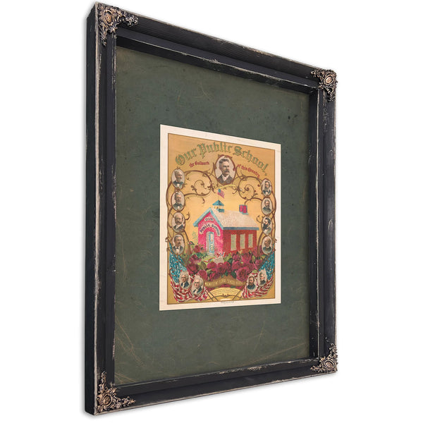 Our Public School the Bullwark of This Country 1895 — Ebony Framed Canvas Print | Bella Frye