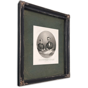 President Lincoln and Secretary Seward Signing the Proclamation of Freedom January 1st 1863 1865 — Ebony Framed Canvas Print 