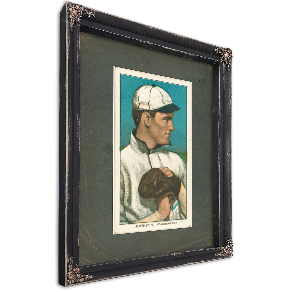 Walter Johnson Washington Nationals Baseball Card Portrait 7 — Ebony Framed Canvas Print | Bella Frye