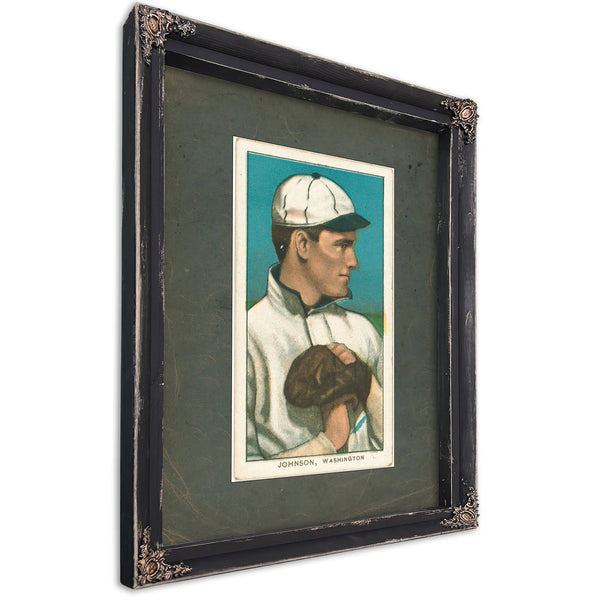 Walter Johnson Washington Nationals Baseball Card Portrait 7 — Ebony Framed Canvas Print | Bella Frye