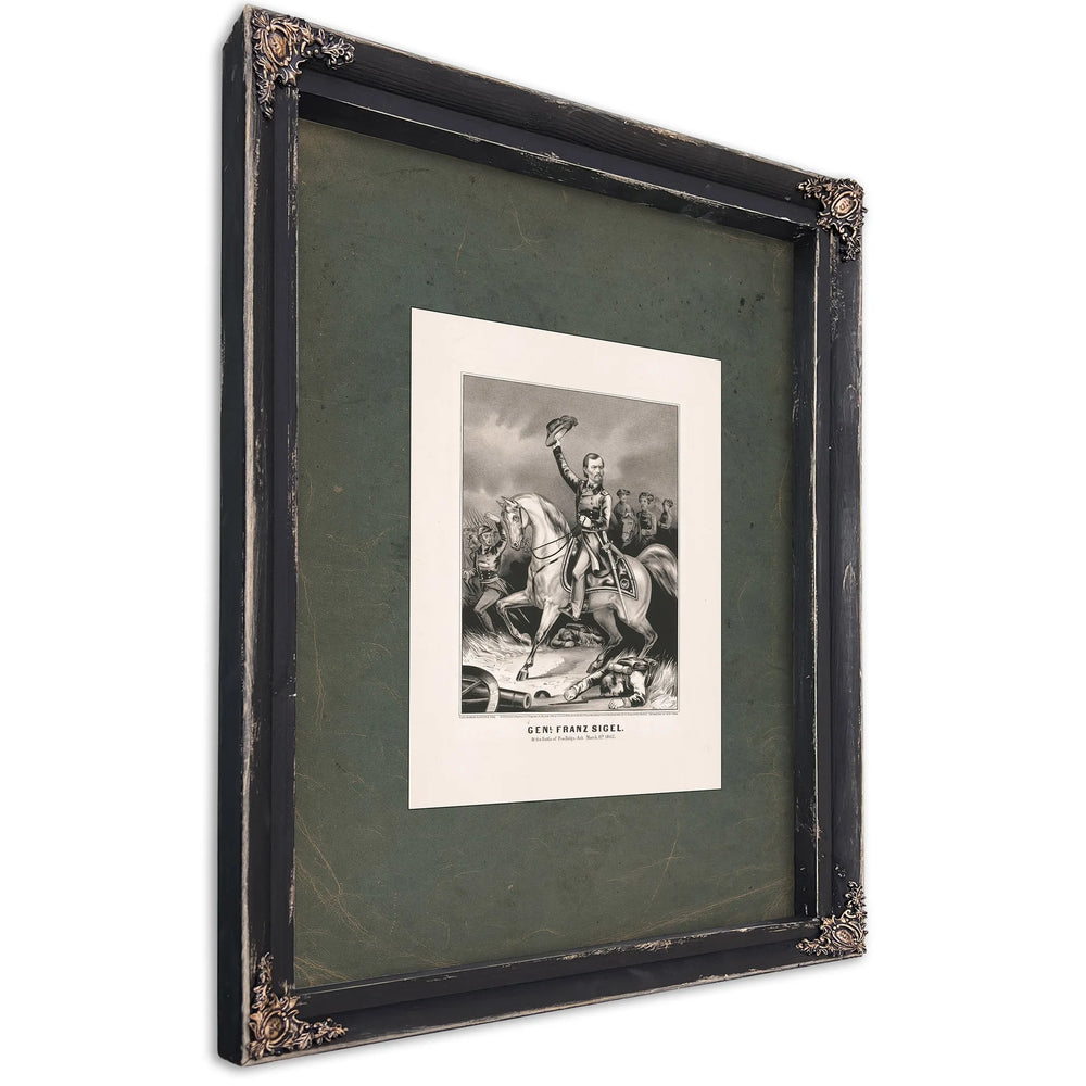 General Franz Sigel at the Battle of Pea Ridge Ark March 8th 1862 1862 — Ebony Framed Canvas Print | Bella Frye