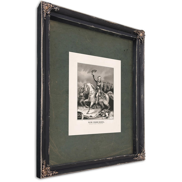 General Franz Sigel at the Battle of Pea Ridge Ark March 8th 1862 1862 — Ebony Framed Canvas Print | Bella Frye