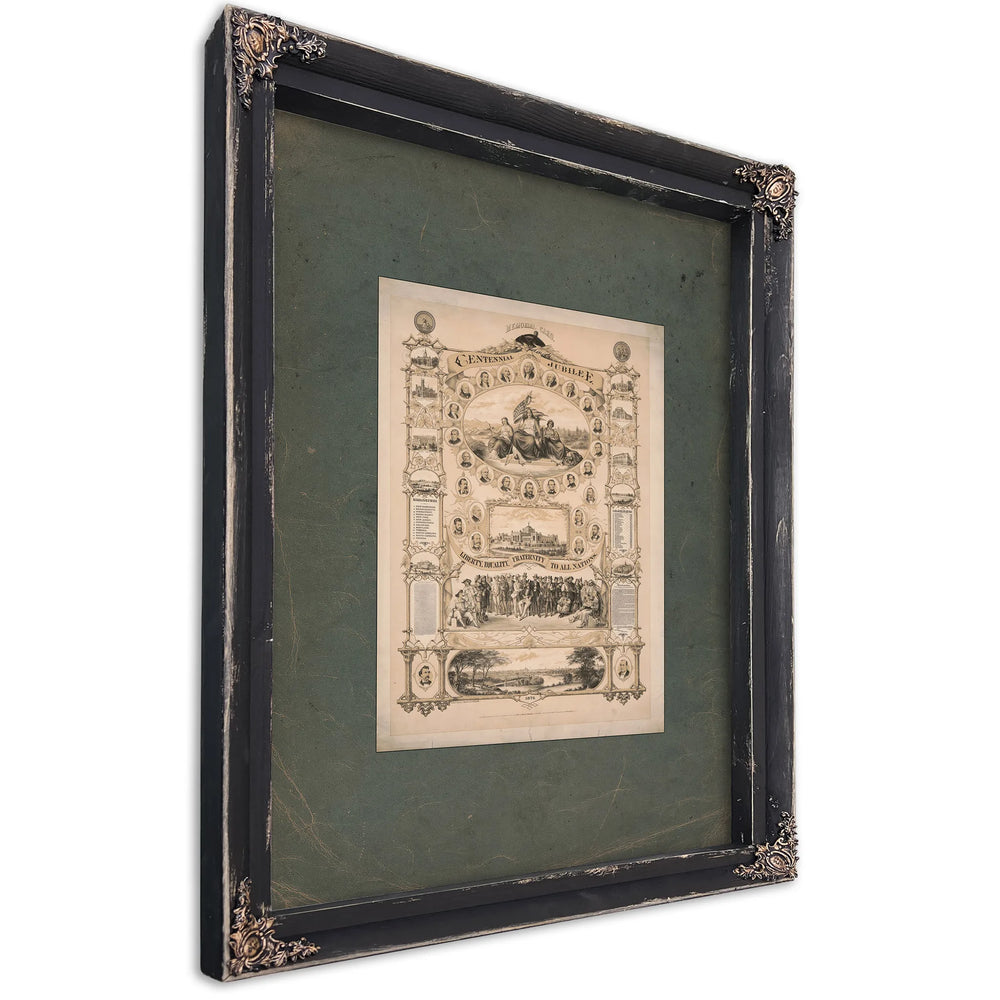 Centennial Jubilee Memorial Card 1876 — Ebony Framed Canvas Print | Bella Frye