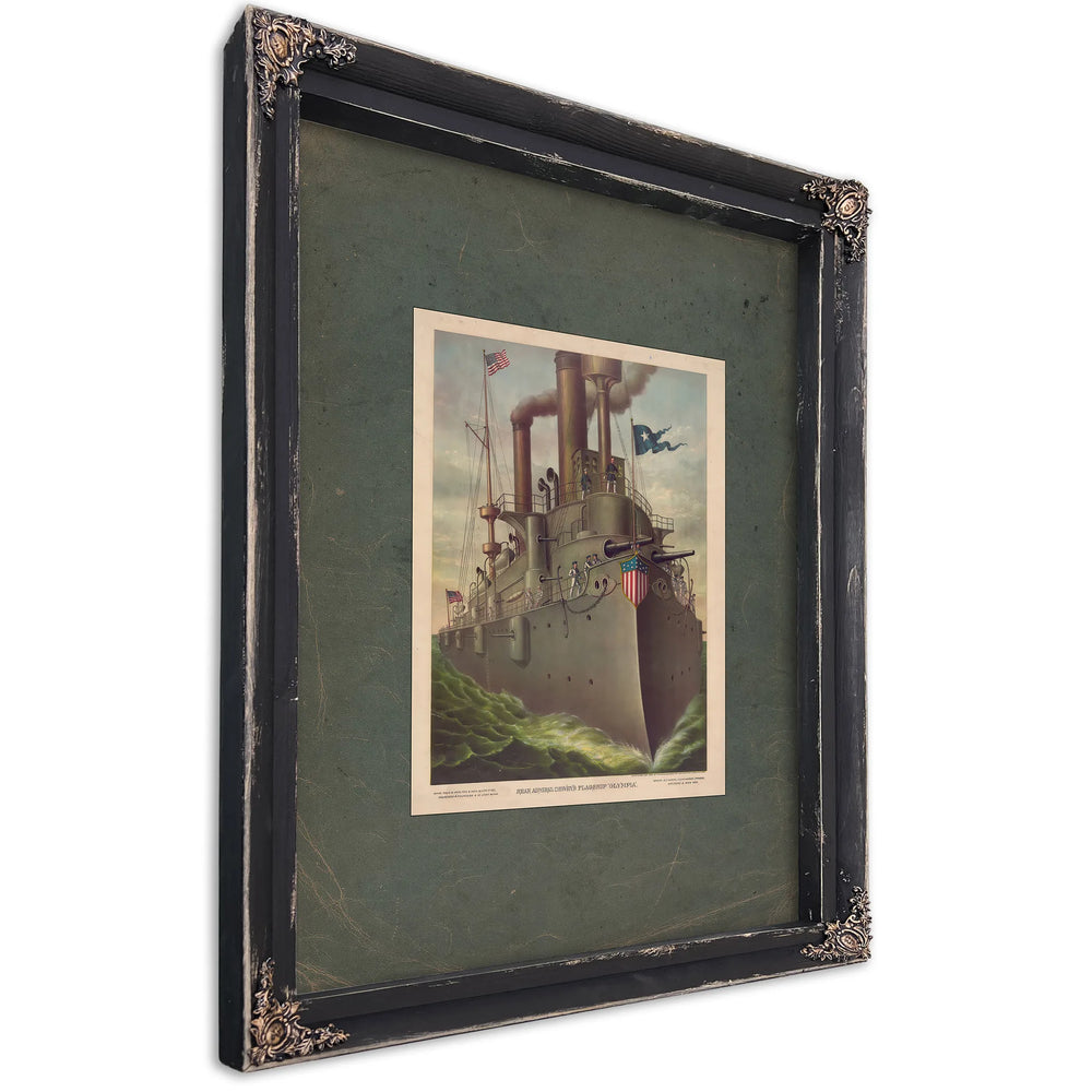 Rear Admiral Deweys Flagship Olympia 1898 — Ebony Framed Canvas Print | Bella Frye