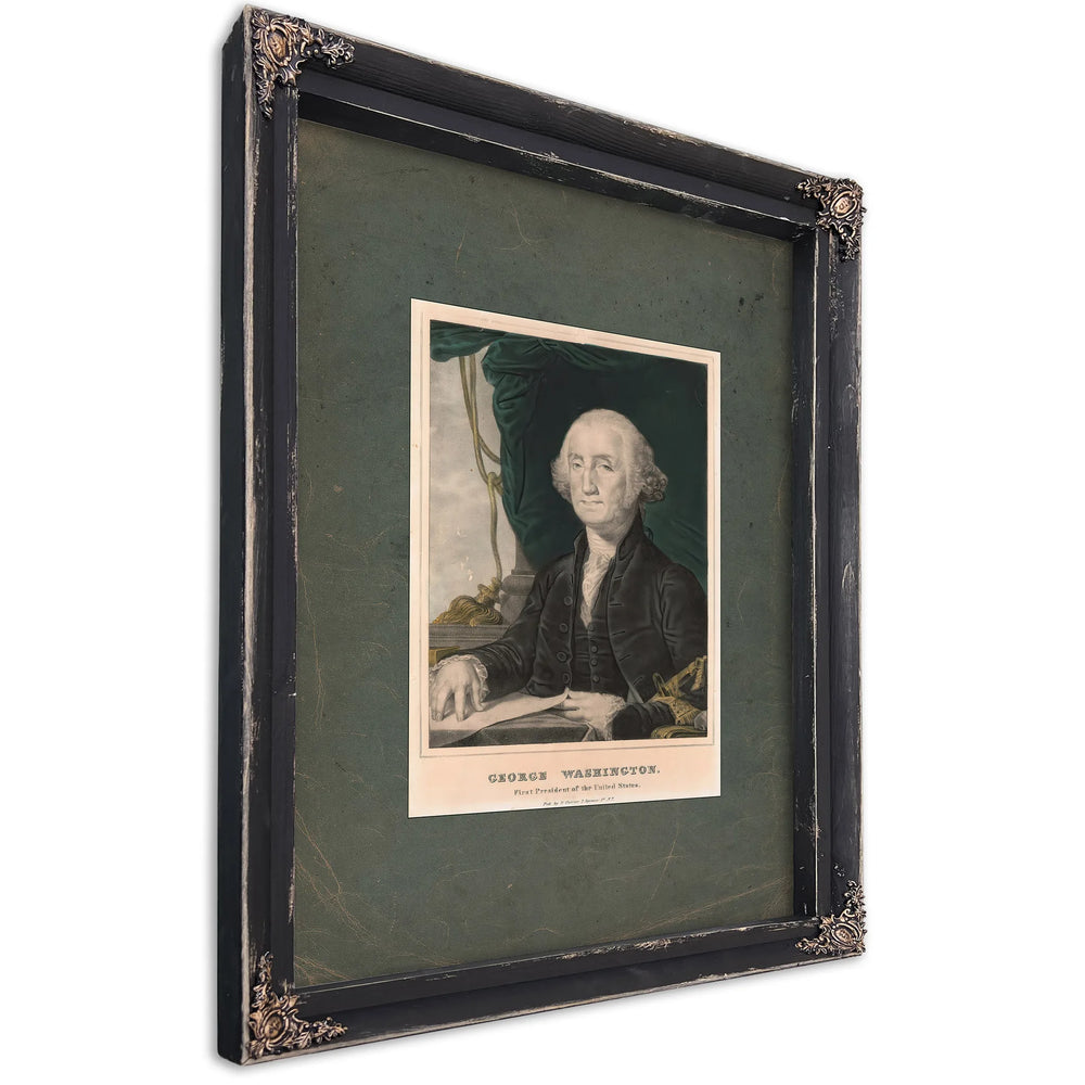 George Washington First President of the United States 1835 1856 — Ebony Framed Canvas Print | Bella Frye