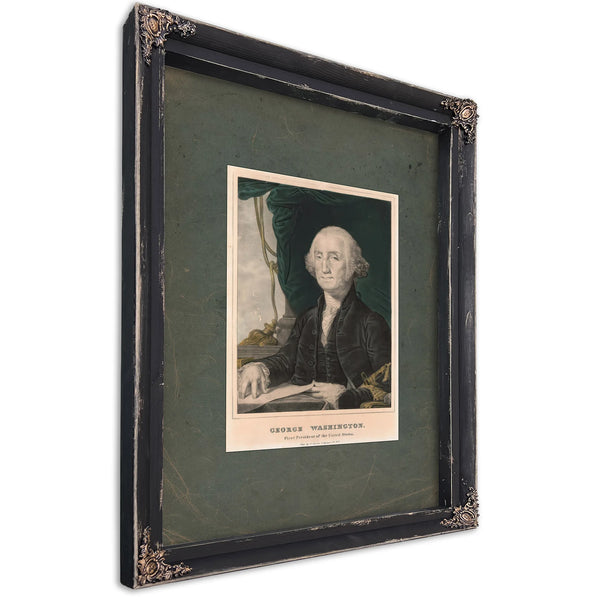 George Washington First President of the United States 1835 1856 — Ebony Framed Canvas Print | Bella Frye