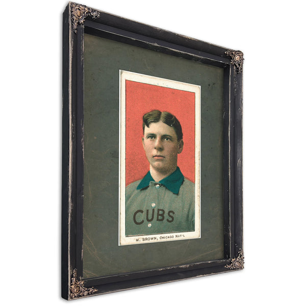 Three Finger Brown Chicago Cubs Baseball Card Portrait 8 — Ebony Framed Canvas Print | Bella Frye