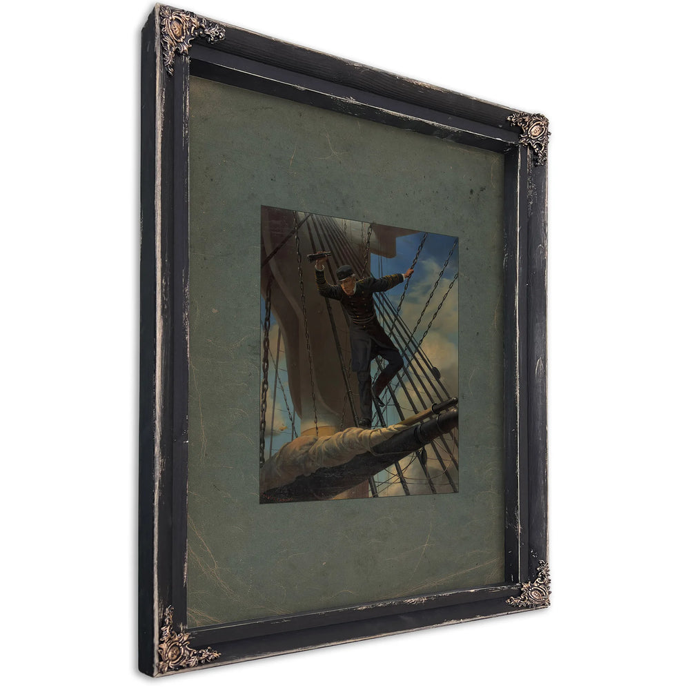 Lashed to the Shroudsfarragut Passing the Forts at Mobile in His Flagship Hartford 1864 187 — Ebony Framed Canvas Print | Bel