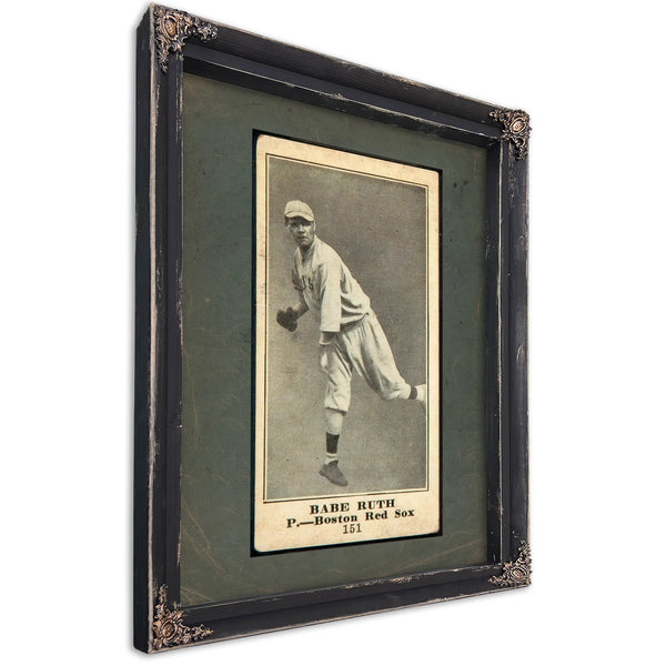 D329 Weil Baking Babe Ruth Rookie — Ebony Framed Canvas Print | Bella Frye