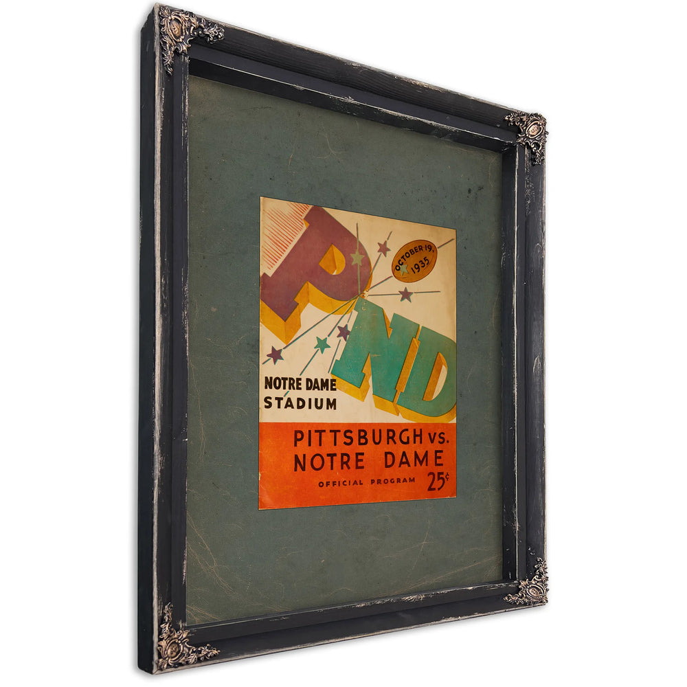 Official Football Program for the October 19 1935 Notre Dame Versus Pittsburgh — Ebony Framed Canvas Print | Bella Frye