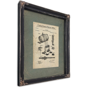 The Brewmasters Invention — Patent Drawing of Victorian Beer Bottling Apparatus — Ebony Framed Canvas Print | Bella Frye
