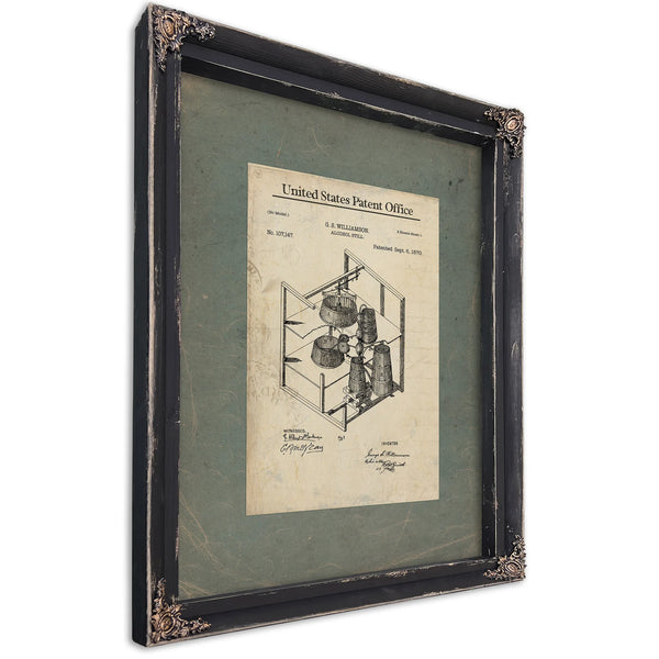 The Williamson Apparatus Patent for Spirits Unknown — Ebony Framed Canvas Print | Bella Frye