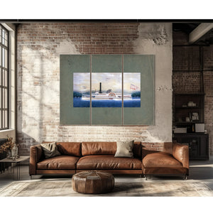 Steamboat Harlem on the Hudson River — Framed Wall Art Room View | Bella Frye