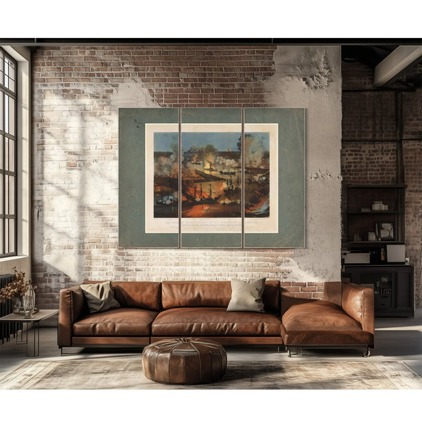 The Splendid Naval Triumph on the Mississippi April 24th 1862 Destruction of — Framed Wall Art Room View | Bella Frye