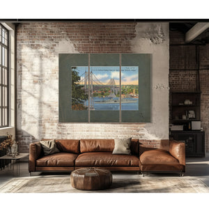 U S S Portland Passing Under St John's Bridge Portland Oregon — vintage wall art by Bella Frye