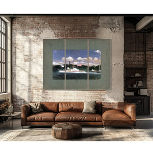 Steamboat Peter Crary on the Hudson River — Framed Wall Art Room View | Bella Frye