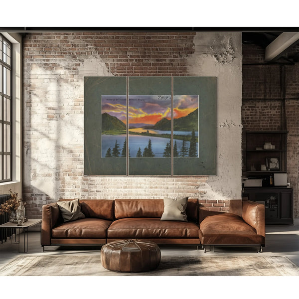 Sunset On The Columbia Portland Oregon — vintage wall art by Bella Frye