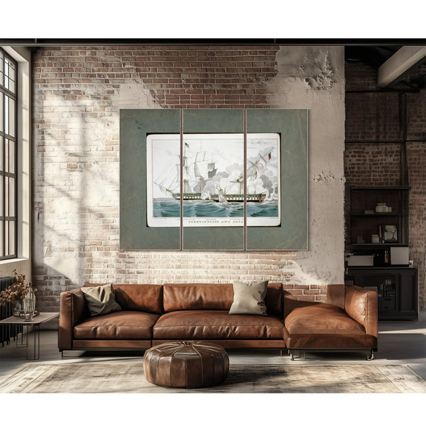 Constitution and Java Naval Battle of the War of 1812 — Framed Wall Art Room View | Bella Frye