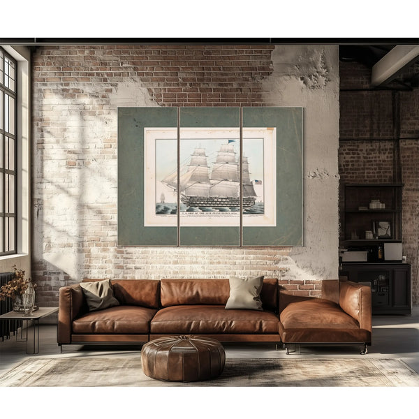 US. Ship of the Line Pennsylvania 140 Guns  Currier Lithograph — Framed Wall Art Room View | Bella Frye