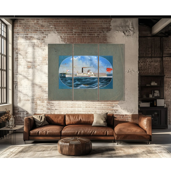 Steamboat Reindeer Hudson River Side Wheel Passenger Steamer — Framed Wall Art Room View | Bella Frye
