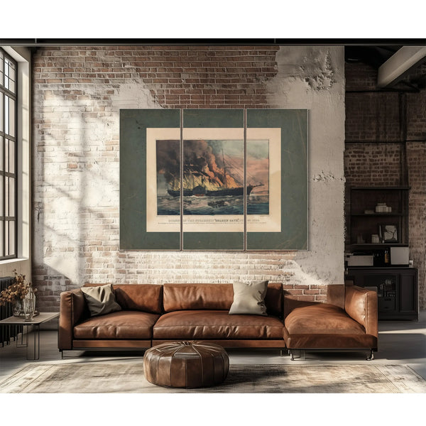 Burning of the Steamship Golden Gate _july 27 1862 1862 — Framed Wall Art Room View | Bella Frye