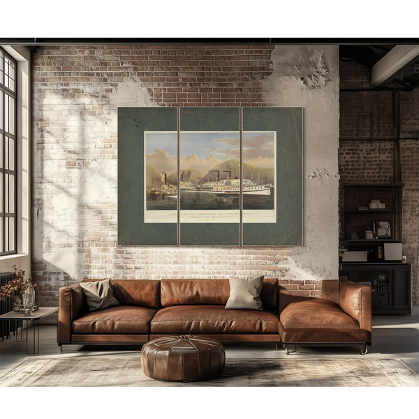 American Steamboats on the Hudson_ Passing the Highlands 1874 — Framed Wall Art Room View | Bella Frye
