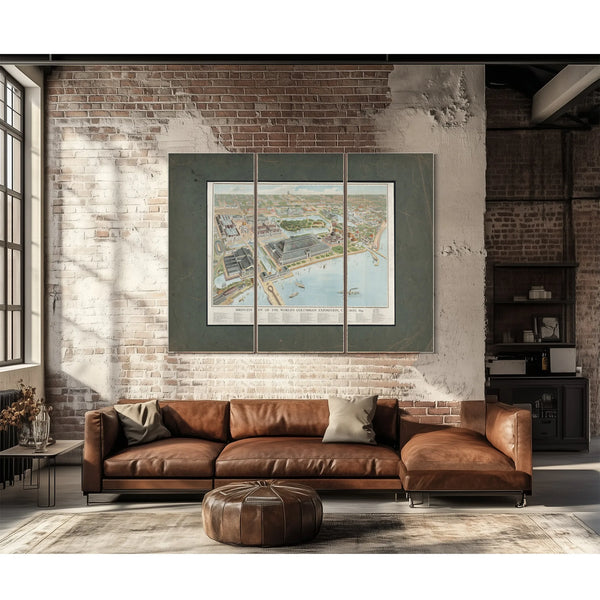 Birds Eye View of the Worlds Columbian Exposition Chicago 1893 1893 — Framed Wall Art Room View | Bella Frye