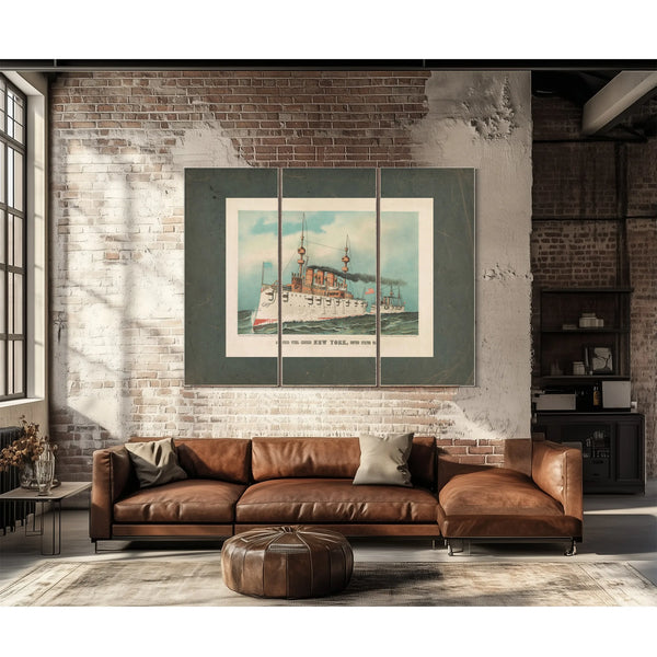 Armoured Steel Cruiser New York United States Navy 1893 — Framed Wall Art Room View | Bella Frye