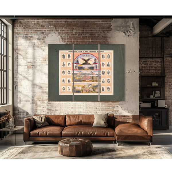 Illustrated Chart of Our American Republic 1874 — Framed Wall Art Room View | Bella Frye