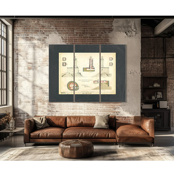 St. George Reef Lighthouse Architectural Plans the Impossible Light Station Blueprint — Framed Wall Art Room View | Bella Fry