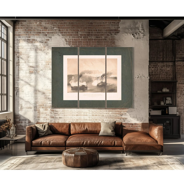 Battle of Shiloh the Gunboats Tylor Tyler and Lexington Supporting the Natio — Framed Wall Art Room View | Bella Frye