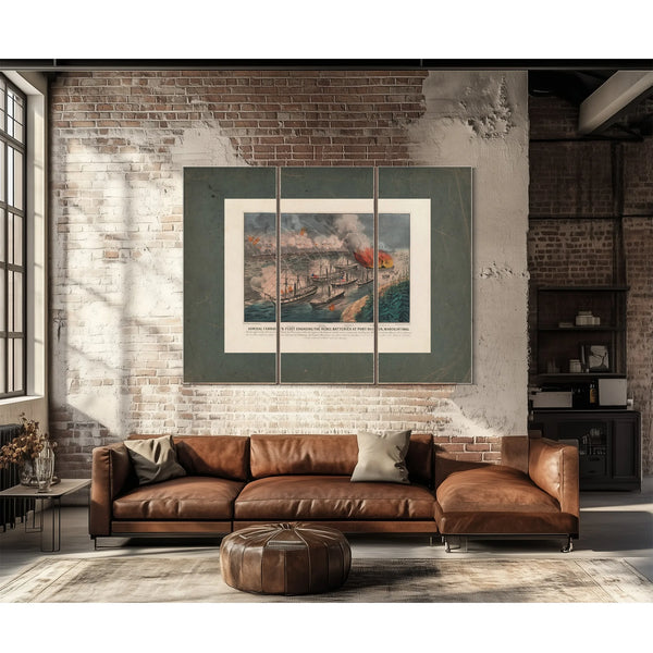 Admiral Farraguts Fleet Engaging the Rebel Batteries at Port Hudson March 14t