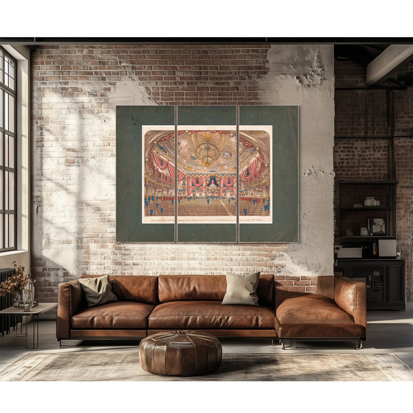 Interior View of Tammany Hall Decorated for the National Convention July 4th — Framed Wall Art Room View | Bella Frye